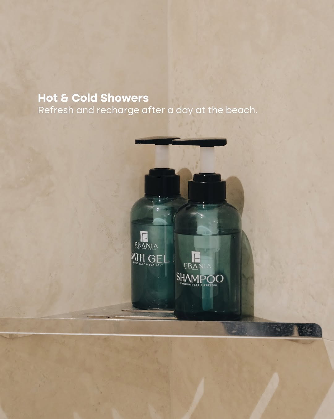 Frania-branded bath gel and shampoo